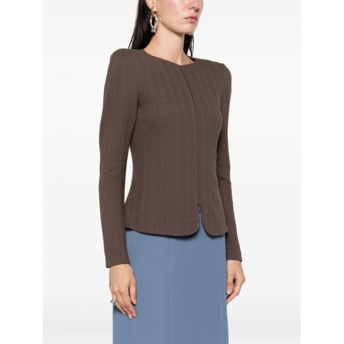 Veste 'Chevron-Pattern Zip-Front' pour Femmes