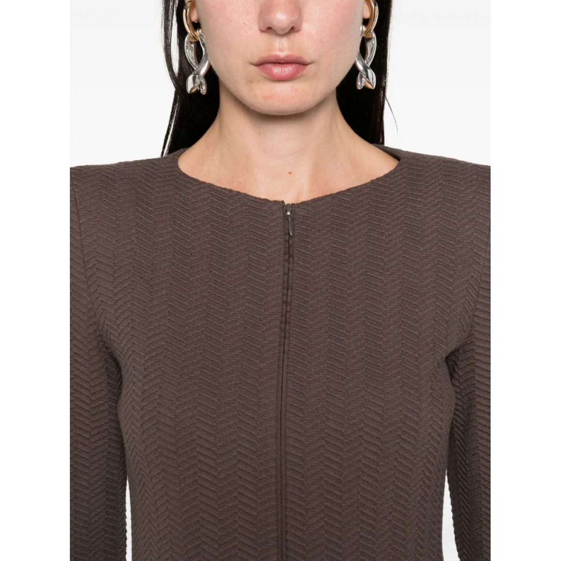 Veste 'Chevron-Pattern Zip-Front' pour Femmes