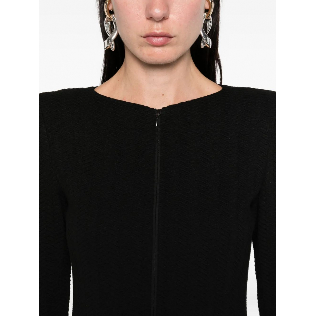 'Chevron-Pattern Zip-Front' Jacke für Damen