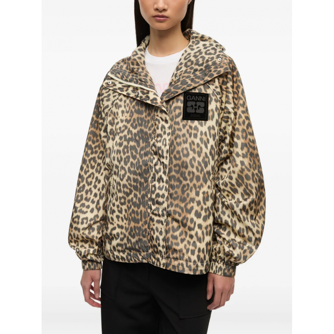 Veste de pluie 'Leopard-Print Hooded' pour Femmes
