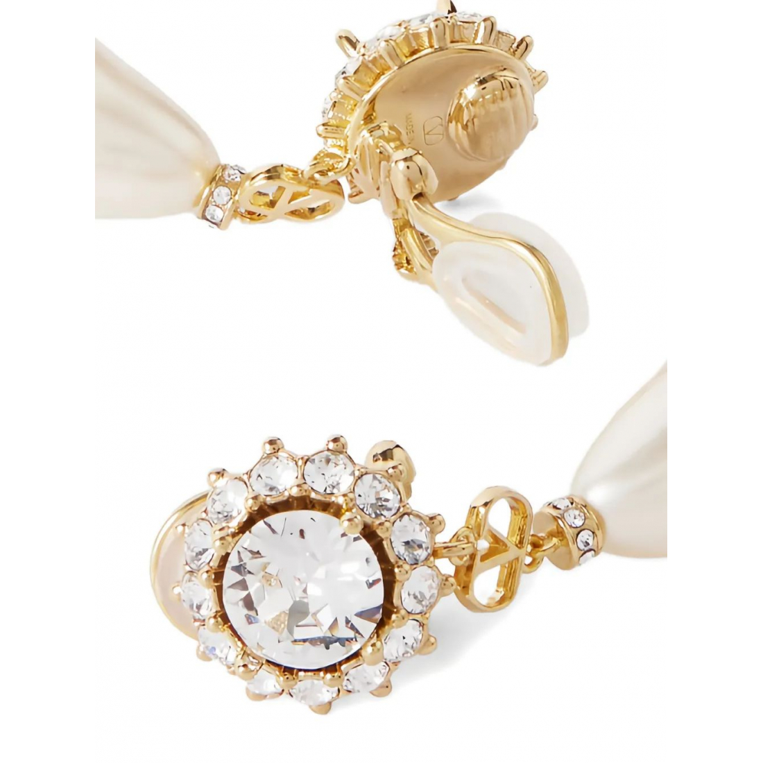 Women's 'VLogo Signature Crystal-Embellished Pearl' Earrings
