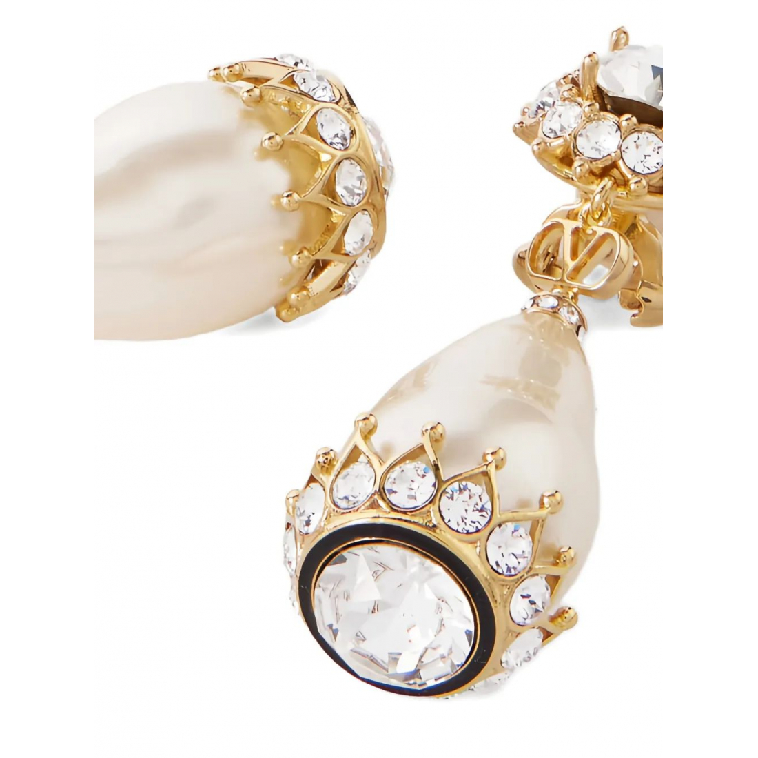 Women's 'VLogo Signature Crystal-Embellished Pearl' Earrings
