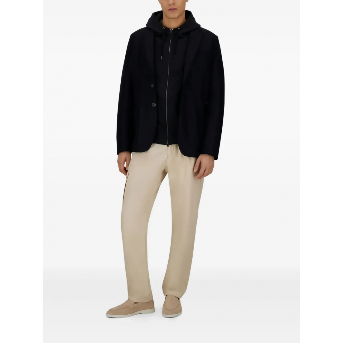 Men's 'Ribbed Panelled Zip-Front' Hoodie