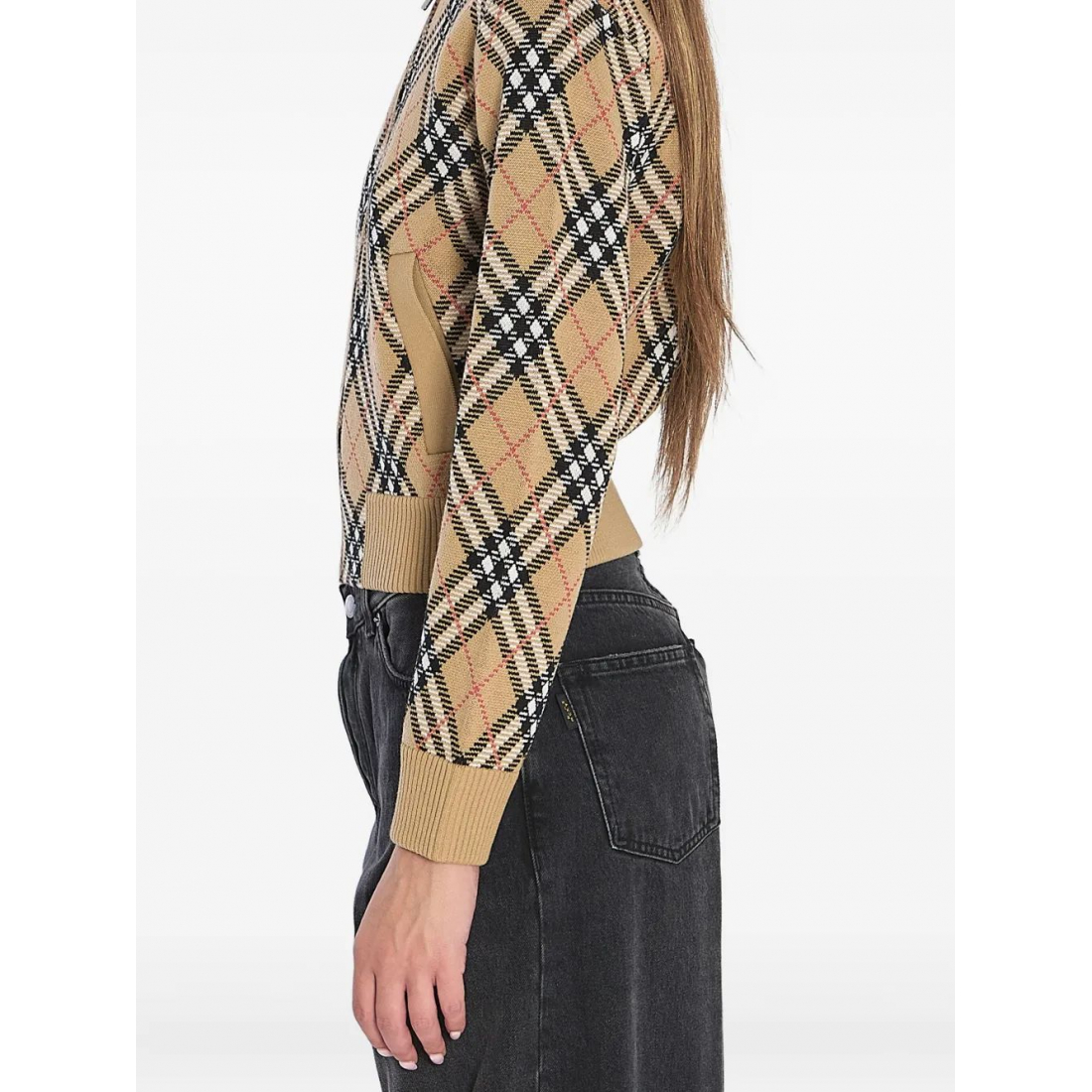 Women's 'Checked Zip-Up' Cardigan