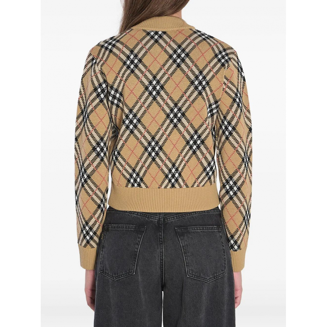 Women's 'Checked Zip-Up' Cardigan