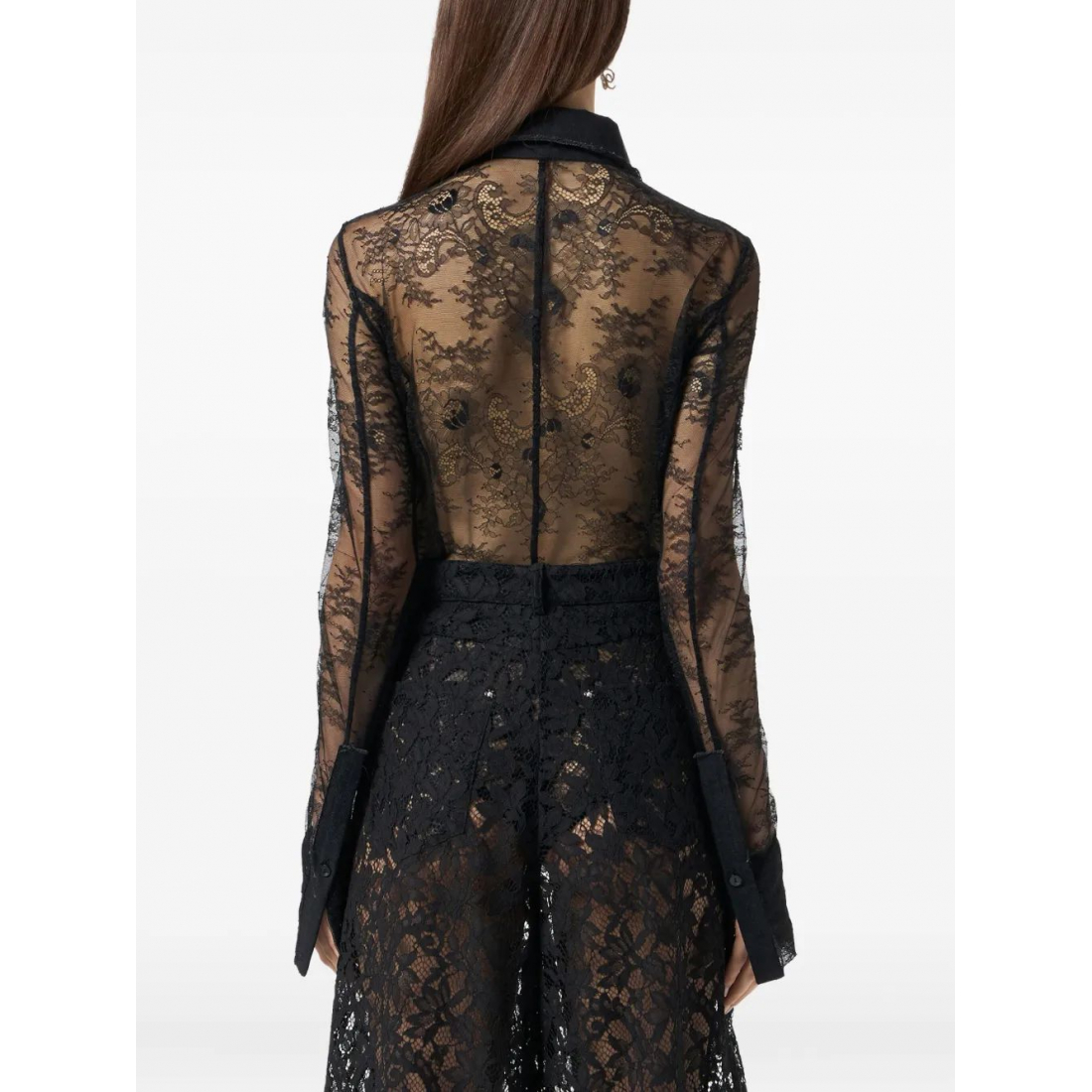 Women's 'Lace-Panelled Shirt' Bodysuit