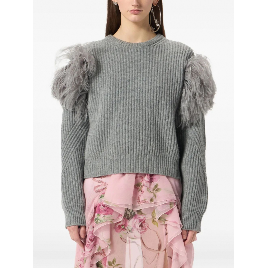 Women's 'Feather-Embellished Ribbed' Sweater