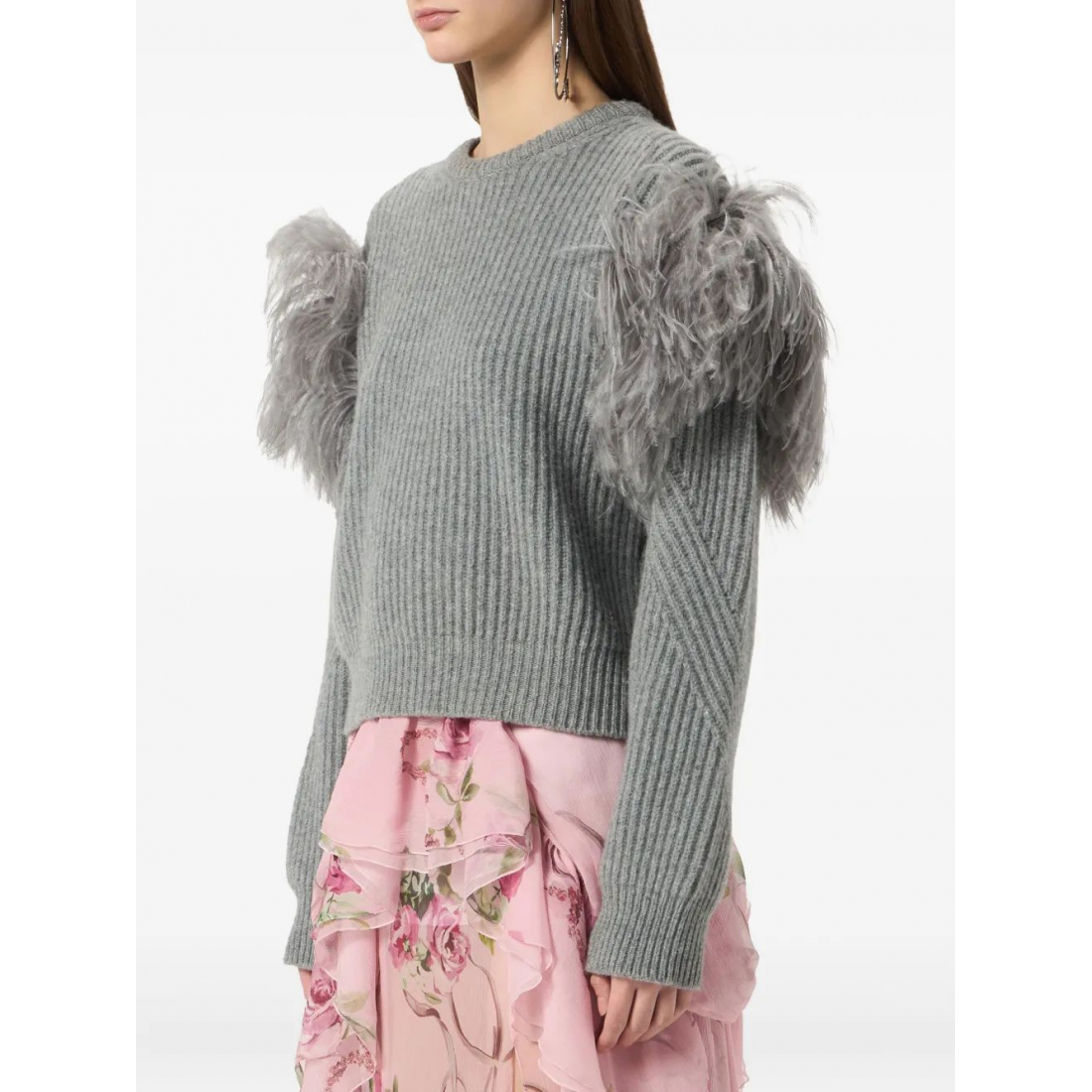 Women's 'Feather-Embellished Ribbed' Sweater