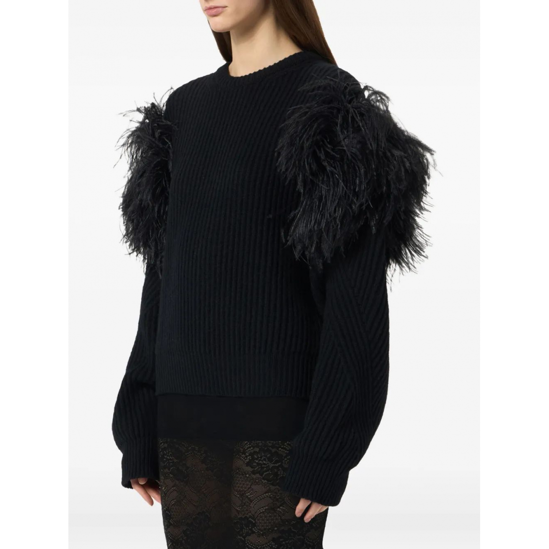 Women's 'Feather-Embellished Knitted' Sweater