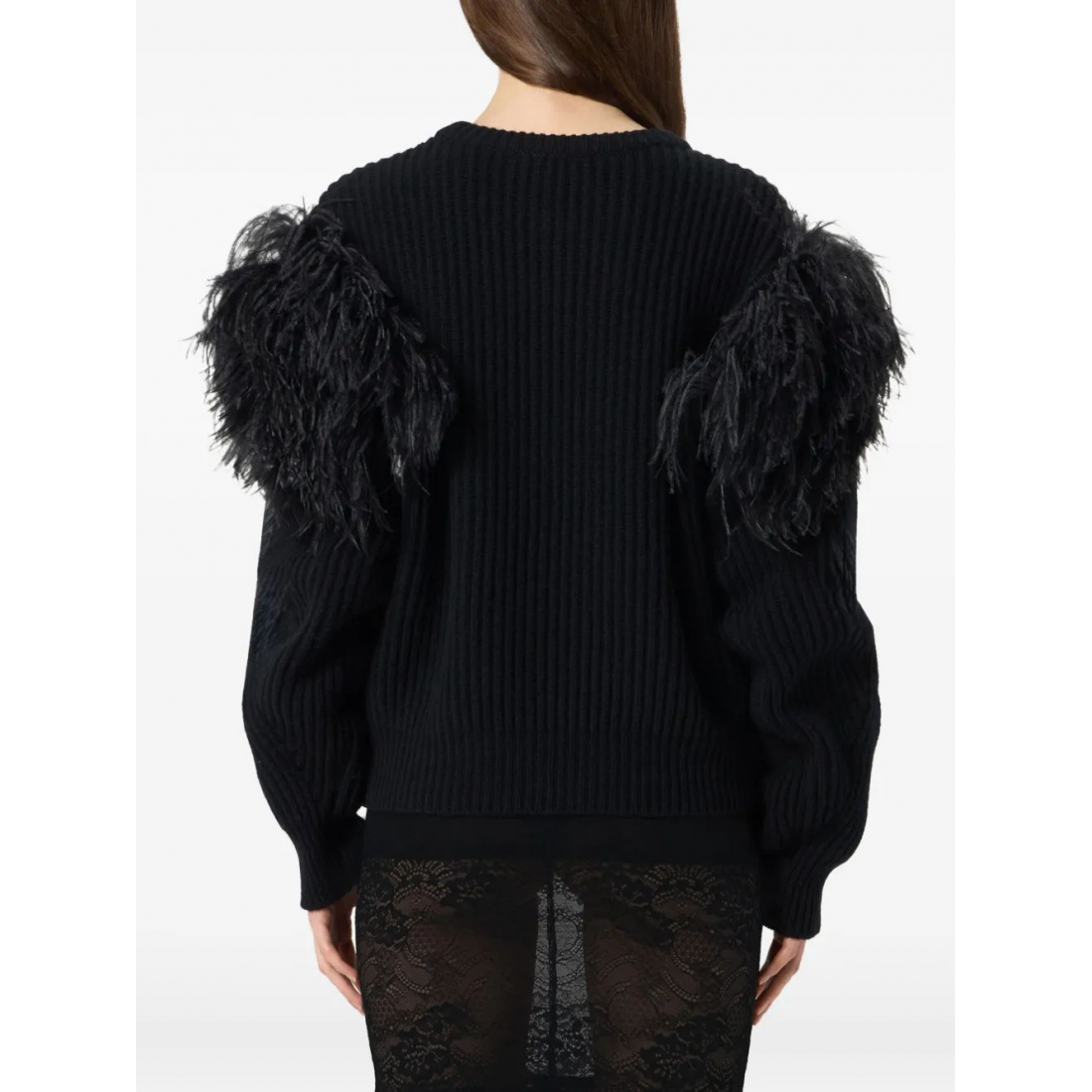 Women's 'Feather-Embellished Knitted' Sweater
