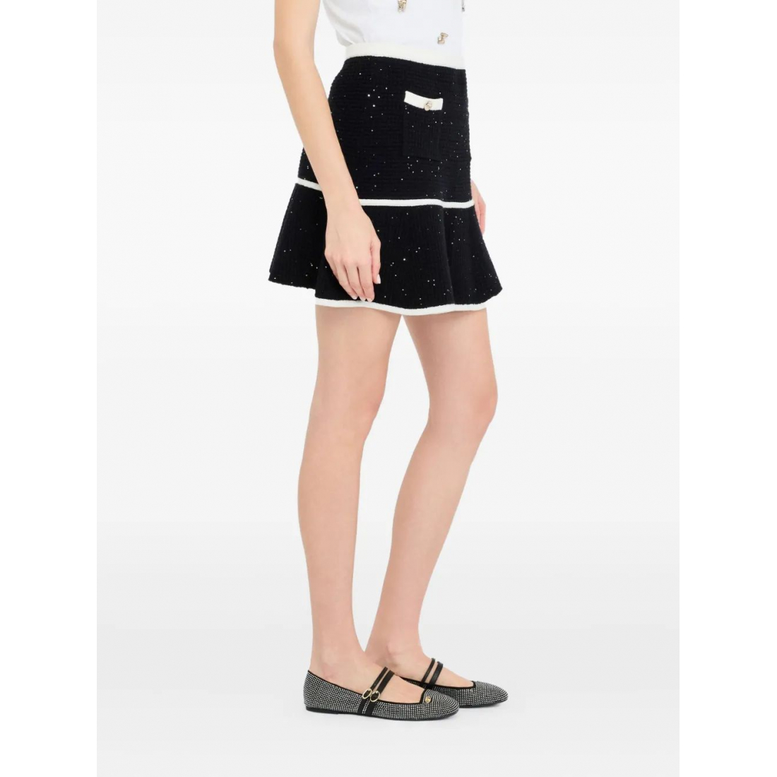 Mini Jupe 'Sequin-Embellished Ruffled' pour Femmes