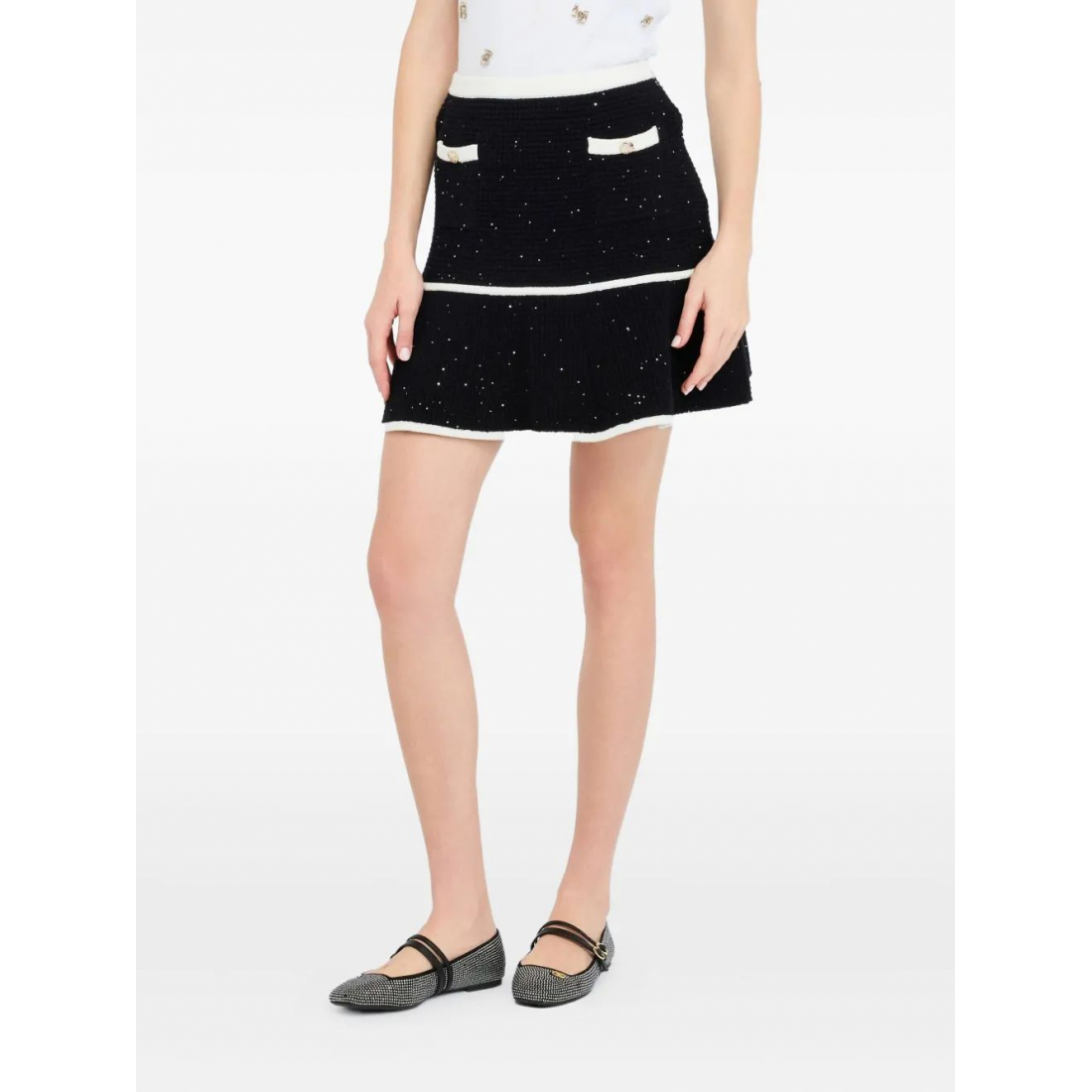 Mini Jupe 'Sequin-Embellished Ruffled' pour Femmes