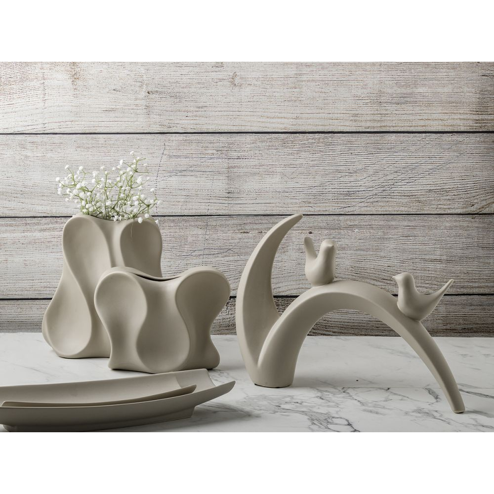 'Birds On Trunk Oasis' Sculpture - 41 cm