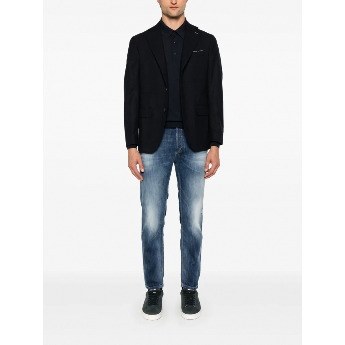 'Fine-Knit' Langärmeliges Poloshirt für Herren