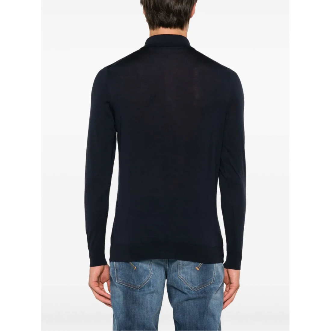 'Fine-Knit' Langärmeliges Poloshirt für Herren