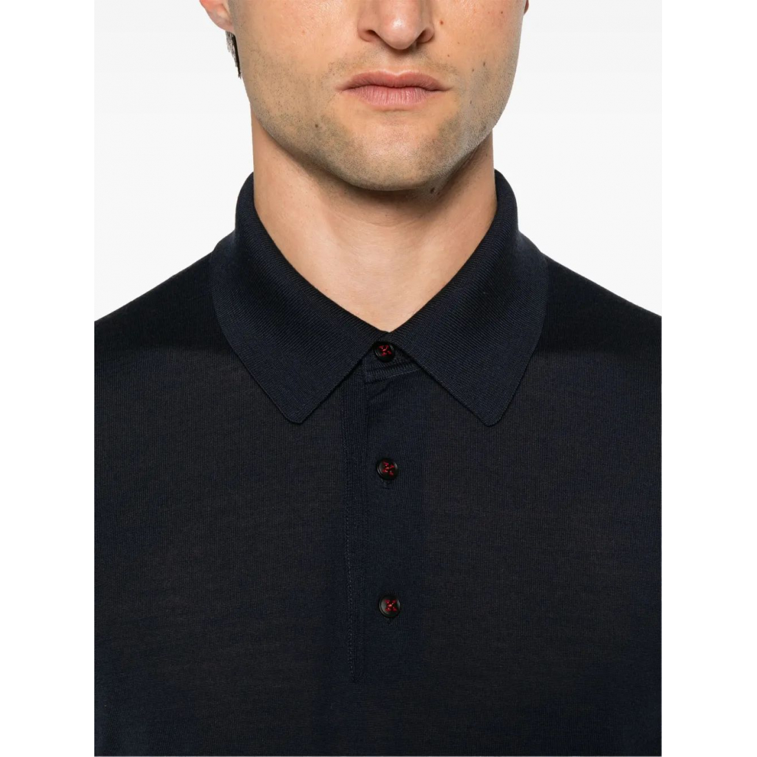 'Fine-Knit' Langärmeliges Poloshirt für Herren