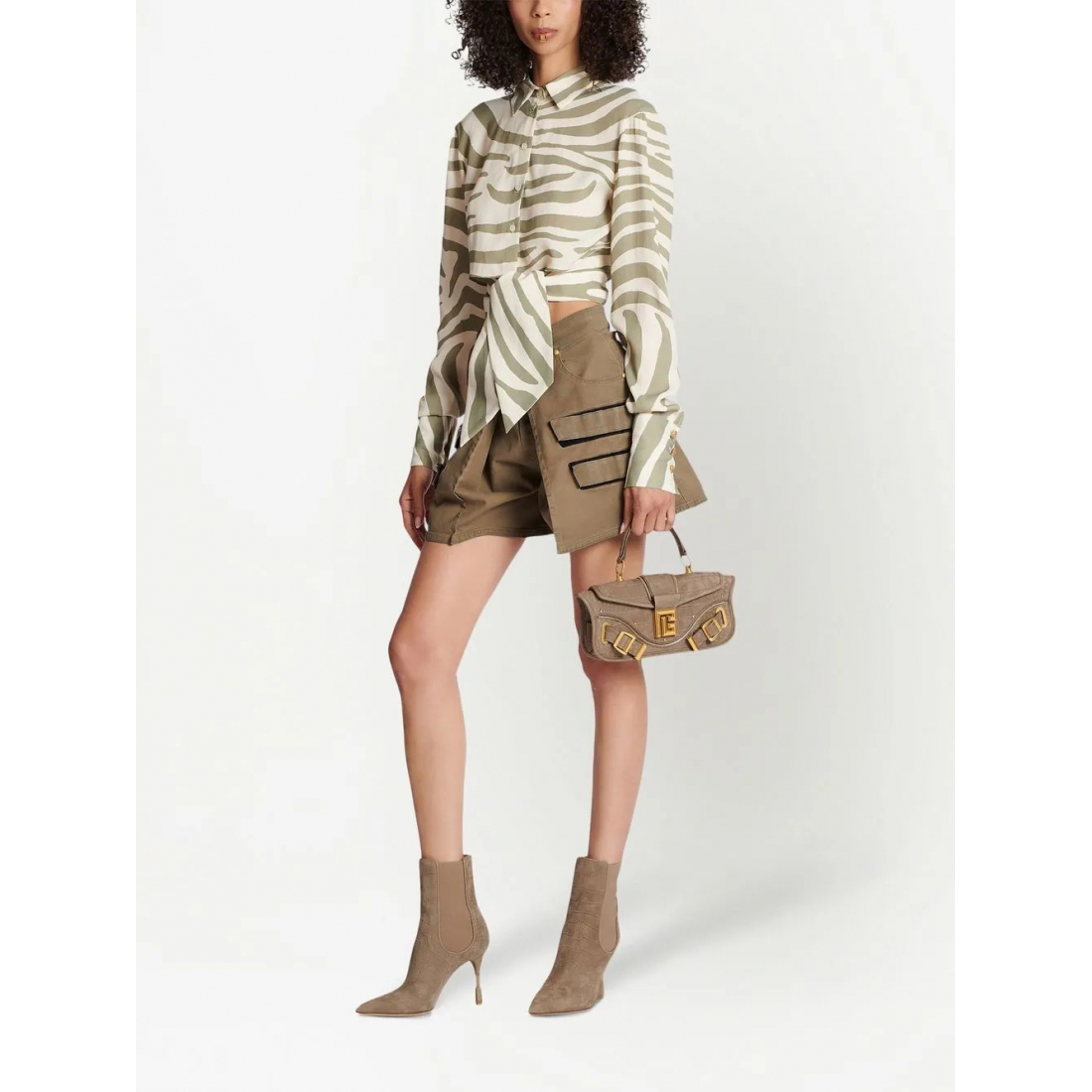 Chemise 'Animal-Print Tie-Waist' pour Femmes