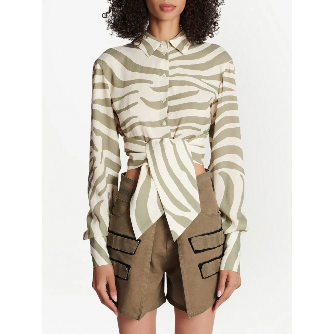 Chemise 'Animal-Print Tie-Waist' pour Femmes