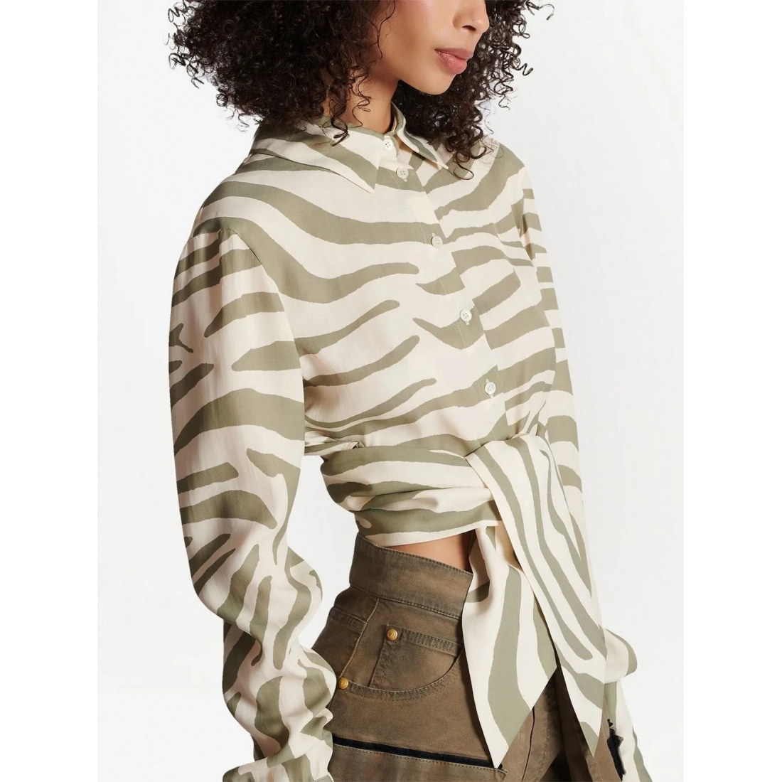Chemise 'Animal-Print Tie-Waist' pour Femmes