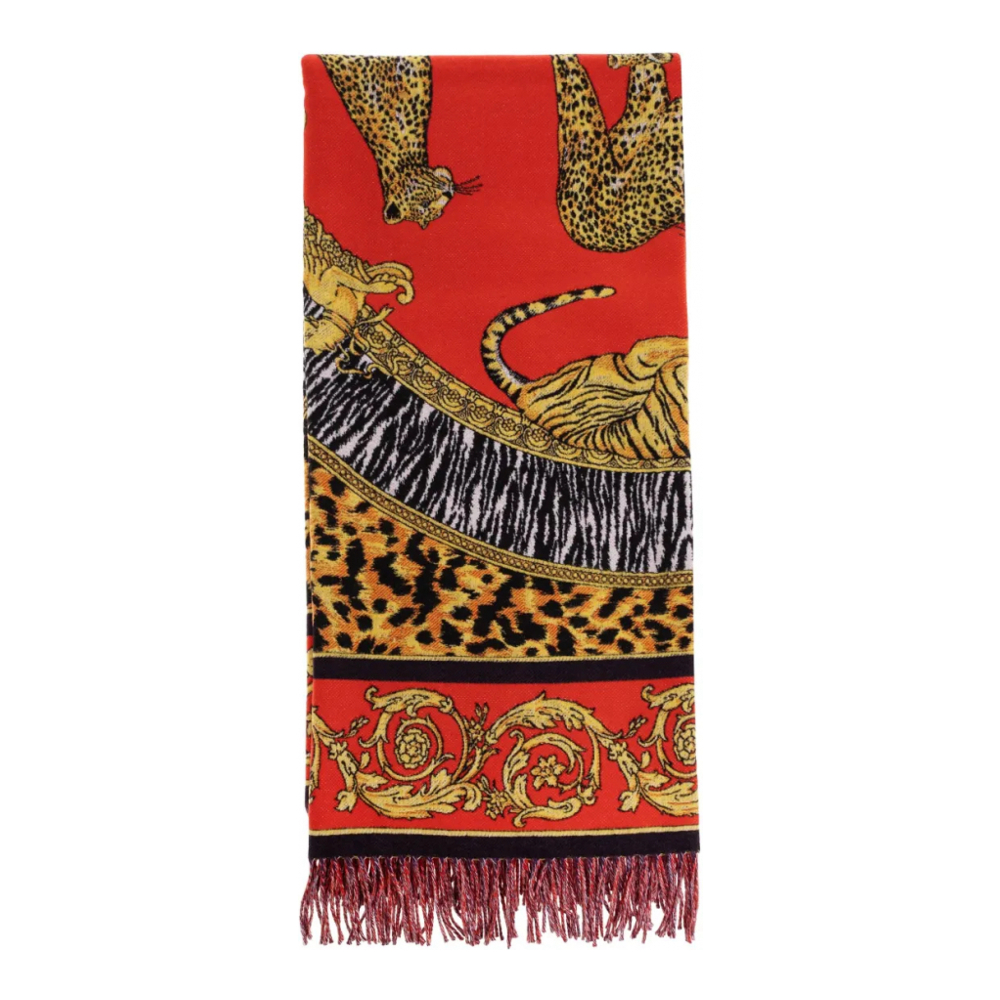 'Animal-Print Fringed' Blanket - 140 x 140 cm