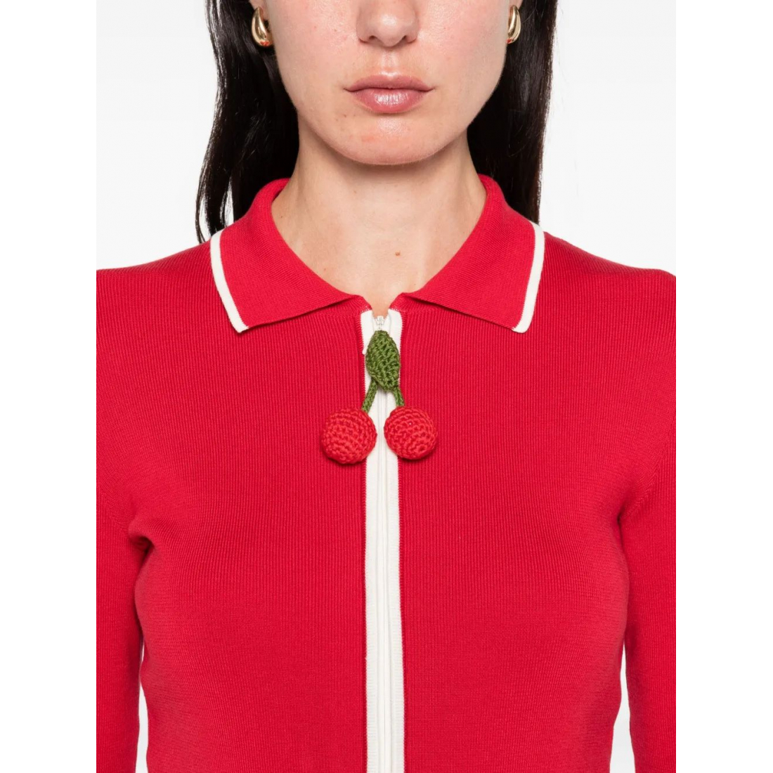 'Cherry-Detail Zip-Up' Strickjacke für Damen