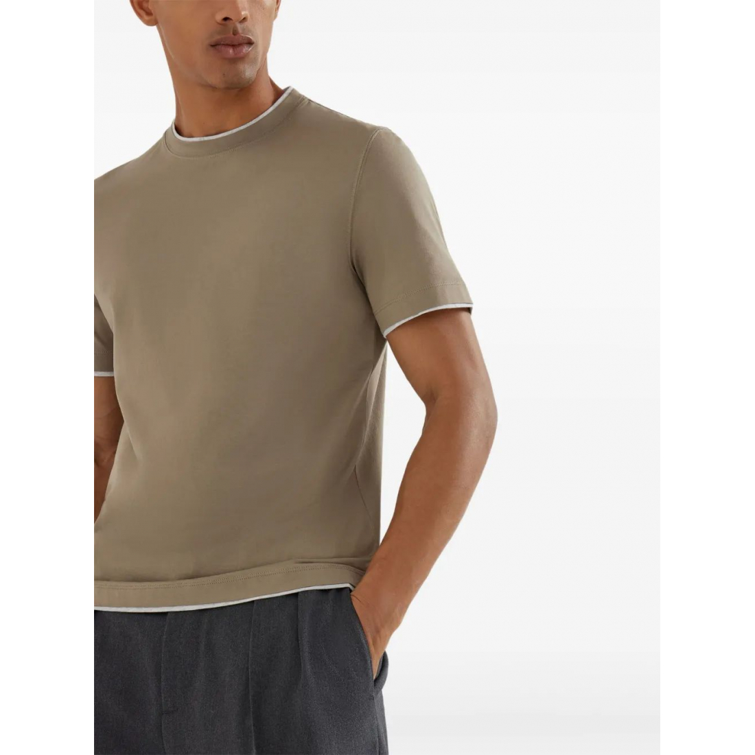 T-shirt 'Contrast-Trim Crew-Neck' pour Hommes