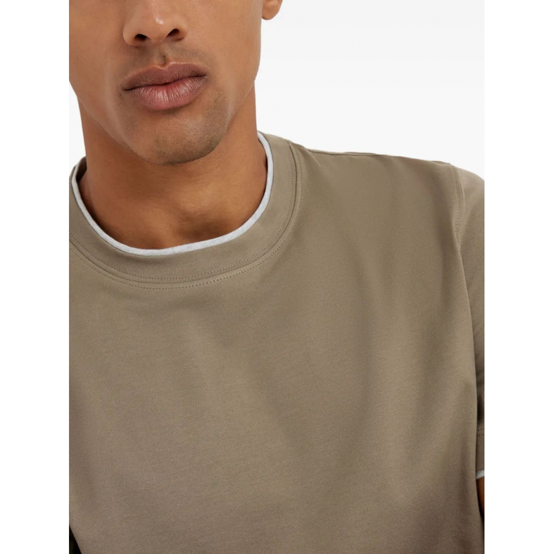 T-shirt 'Contrast-Trim Crew-Neck' pour Hommes