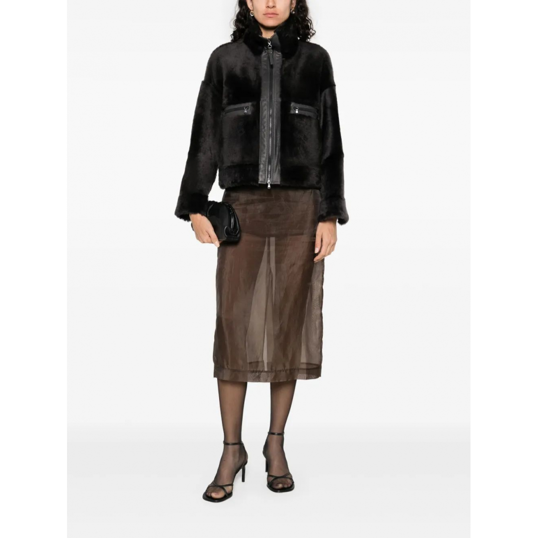 Women's 'Shiny Zipper Pull' Crop Jacket