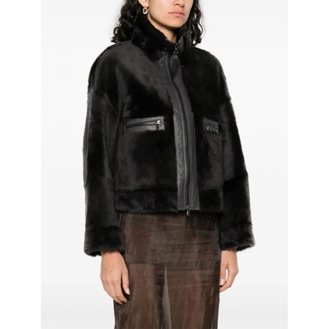 Women's 'Shiny Zipper Pull' Crop Jacket