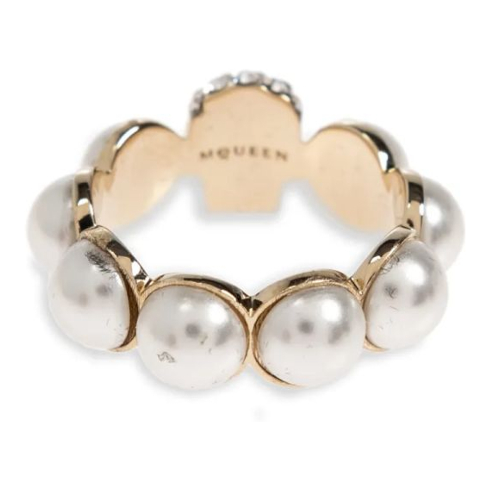 'Skull-Motif Pearl' Ring für Damen