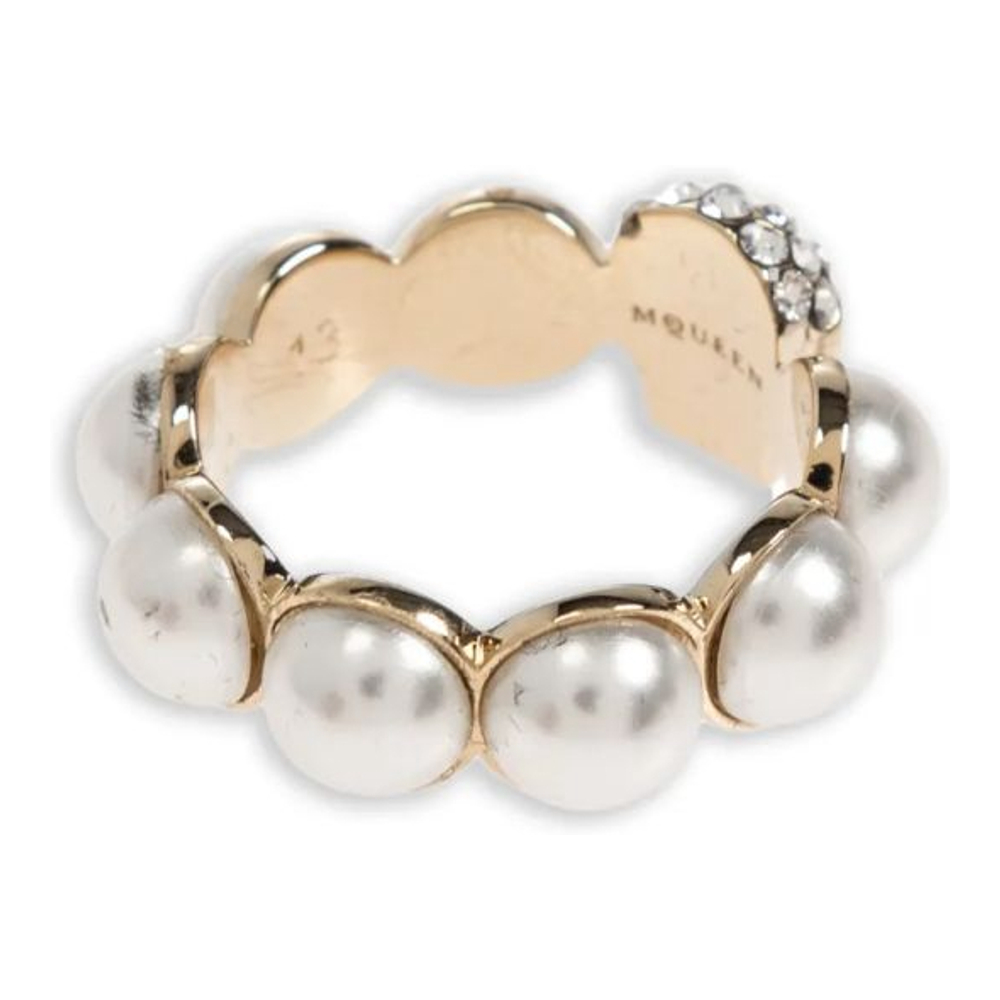 'Skull-Motif Pearl' Ring für Damen