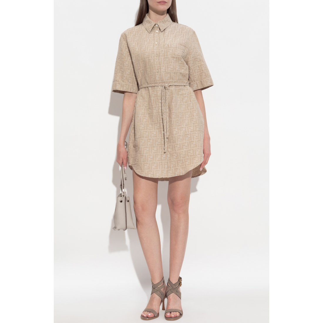 Women's 'FF-Pattern Drawstring' Shirtdress