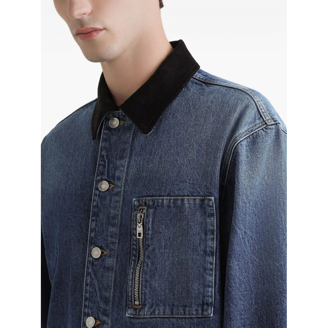 Men's 'Corduroy-Collar' Denim Jacket