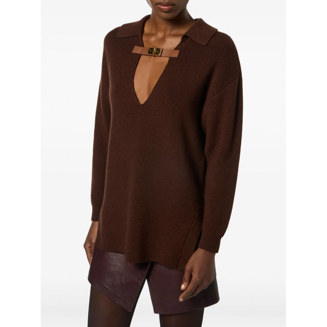 Women's 'Buckle-Detail Polo-Collar' Sweater