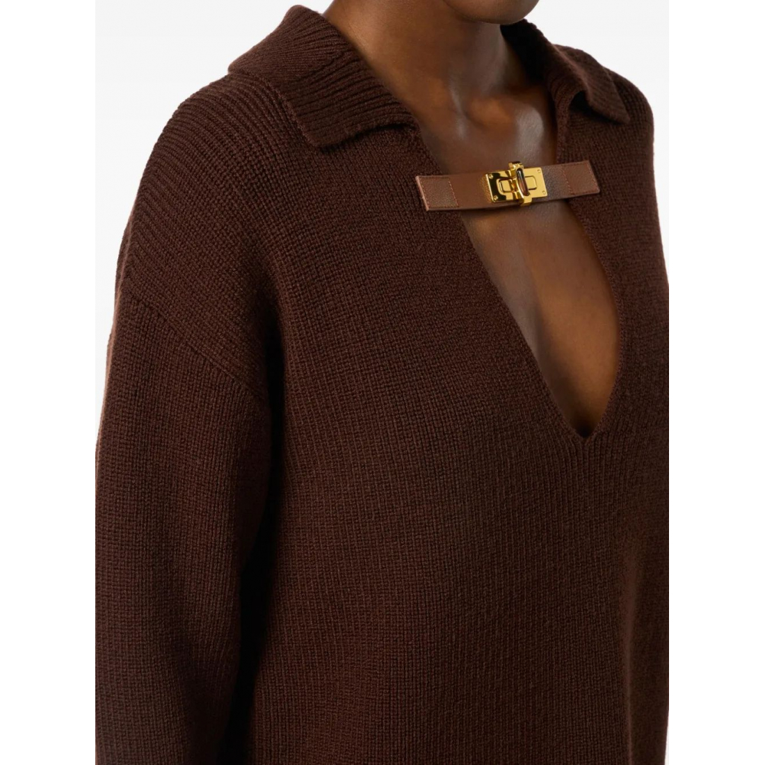 Women's 'Buckle-Detail Polo-Collar' Sweater
