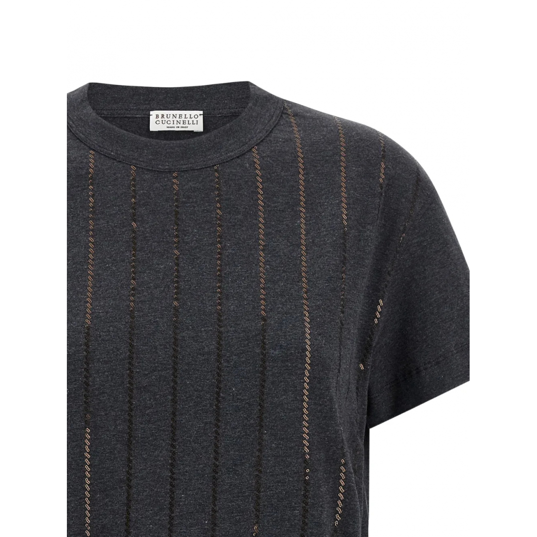 'Dazzling Chalk Stripe Embroidery' T-Shirt für Damen