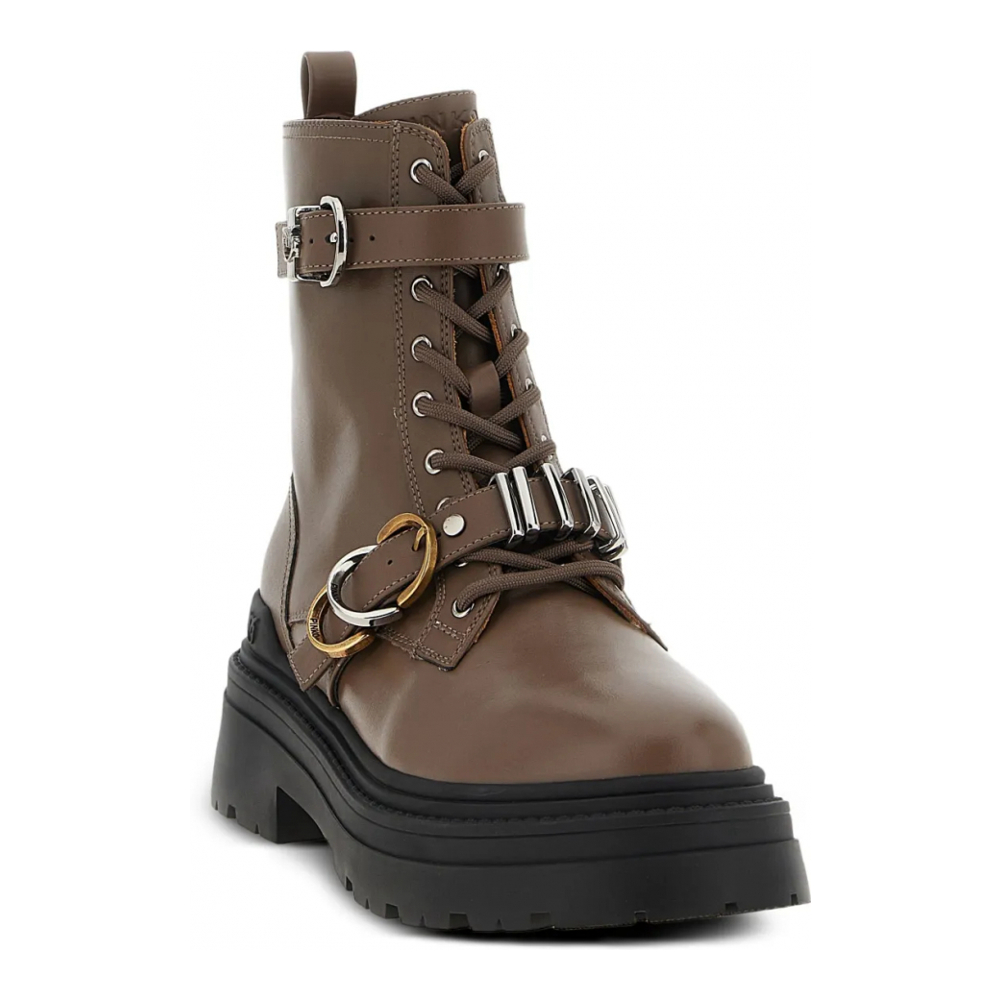 Bottes 'Buckle-Strap Lace-Up' pour Femmes
