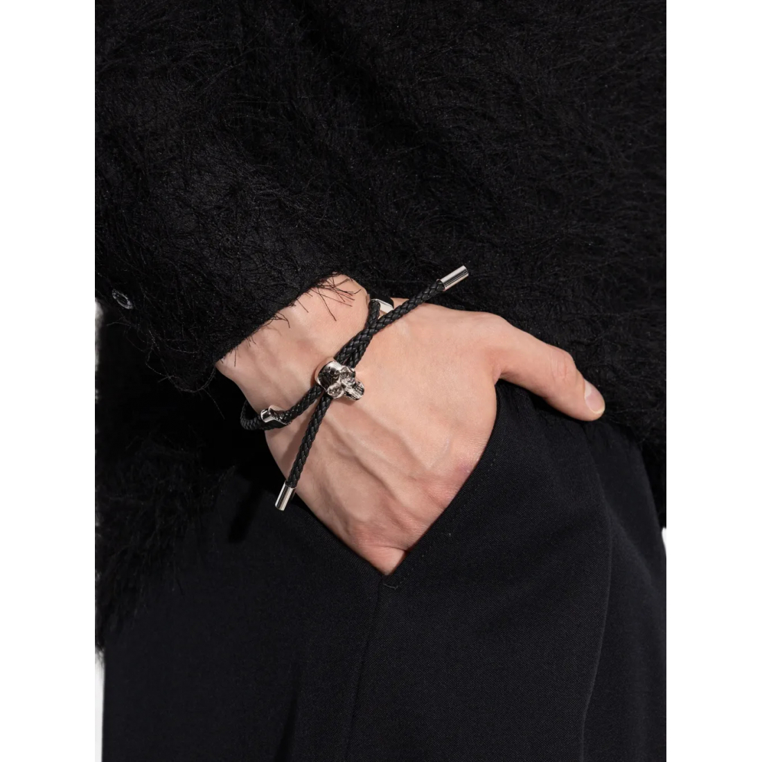'Skull-Charm Braided' Armband für Herren
