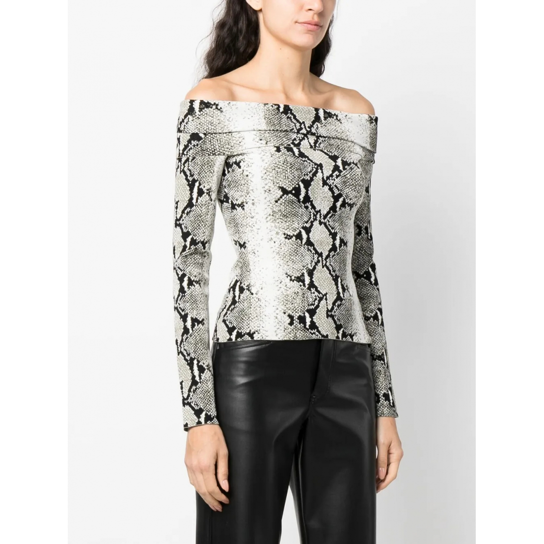 Haut à épaules dénudées 'Snakeskin-Print' pour Femmes
