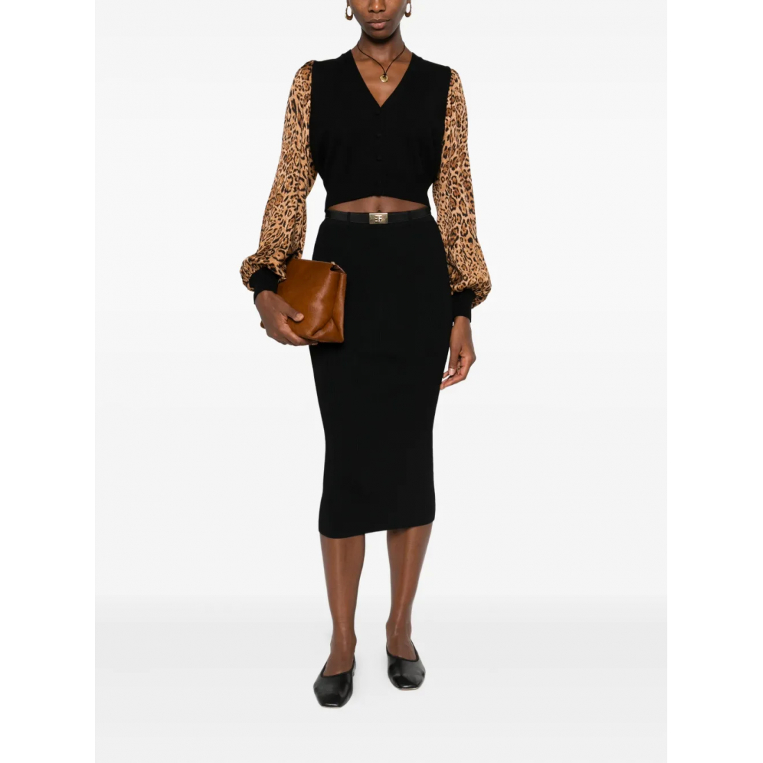 Jupe Midi 'Ribbed Waistband' pour Femmes