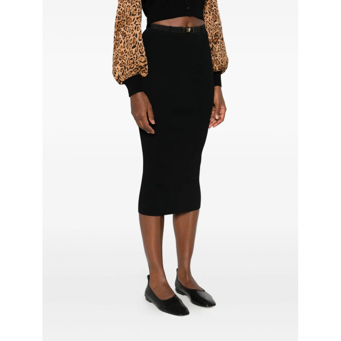 Jupe Midi 'Ribbed Waistband' pour Femmes