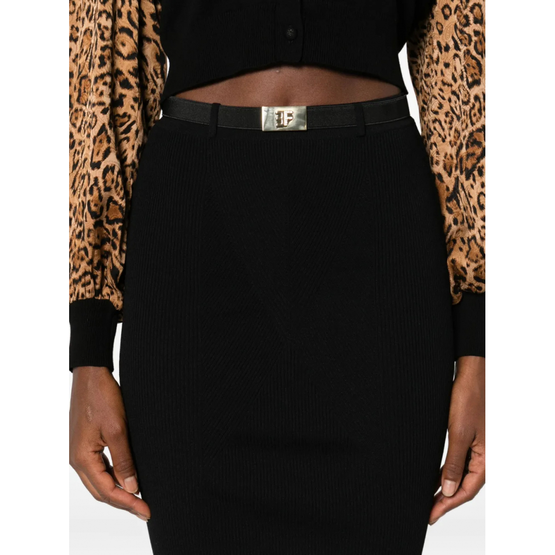 Jupe Midi 'Ribbed Waistband' pour Femmes