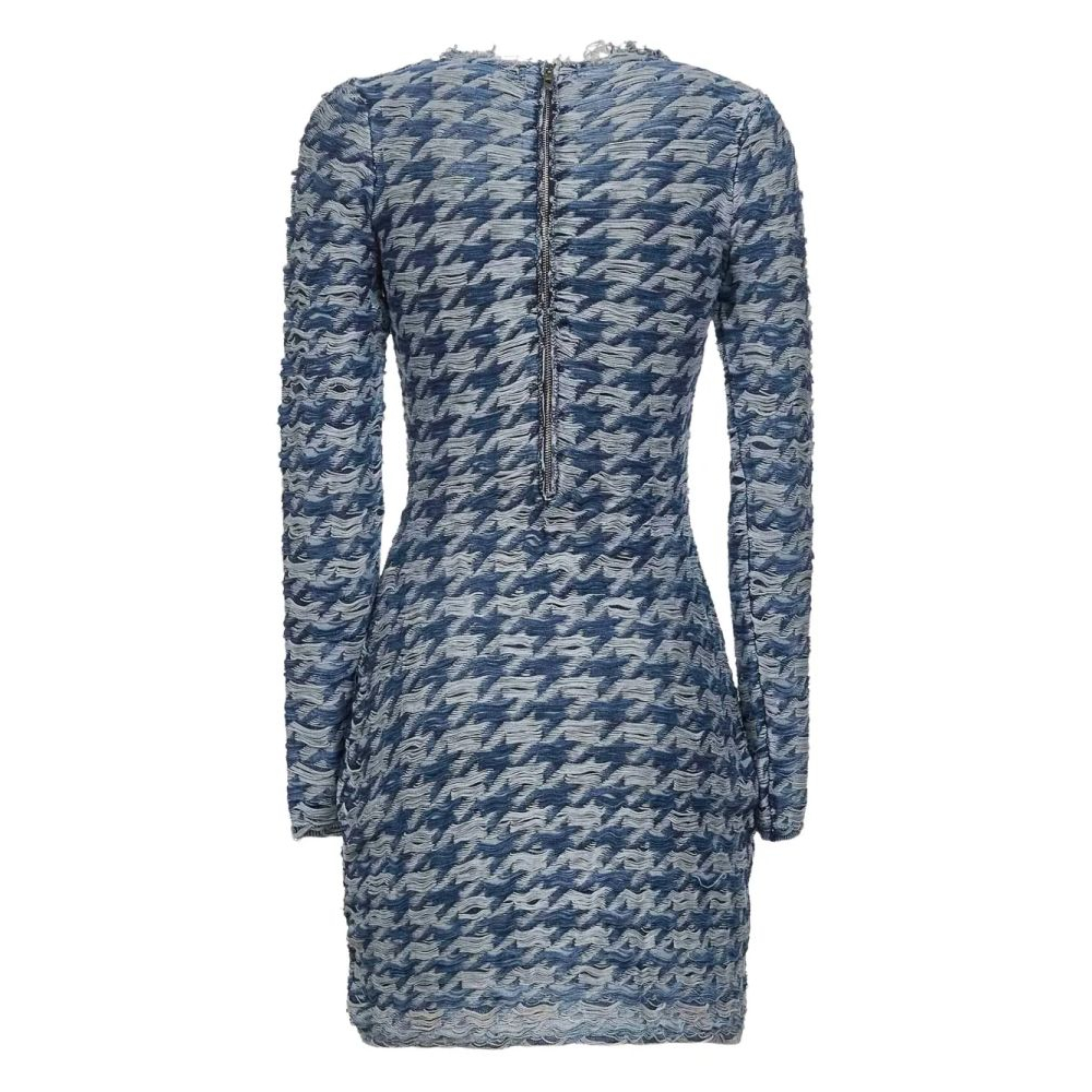 Robe à manches longues 'Frayed-Houndstooth' pour Femmes