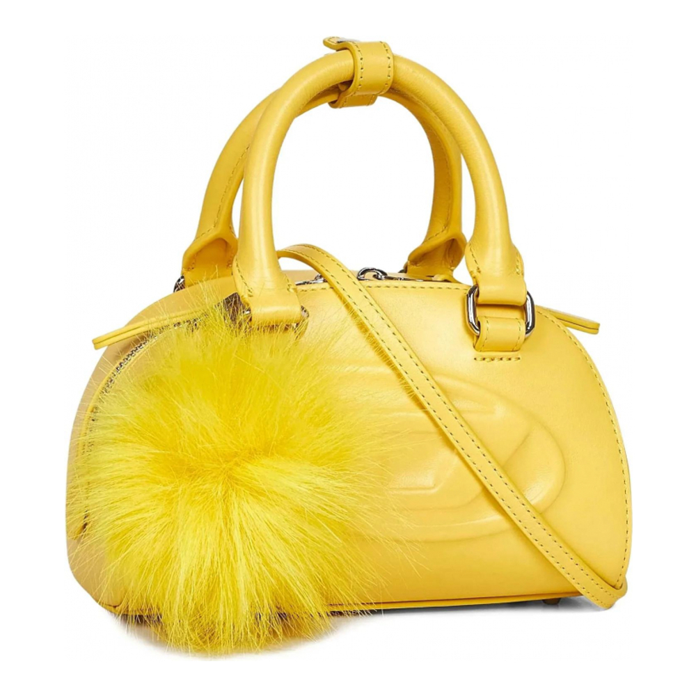 Women's 'Mini Embossed-Logo Pompom' Top Handle Bag
