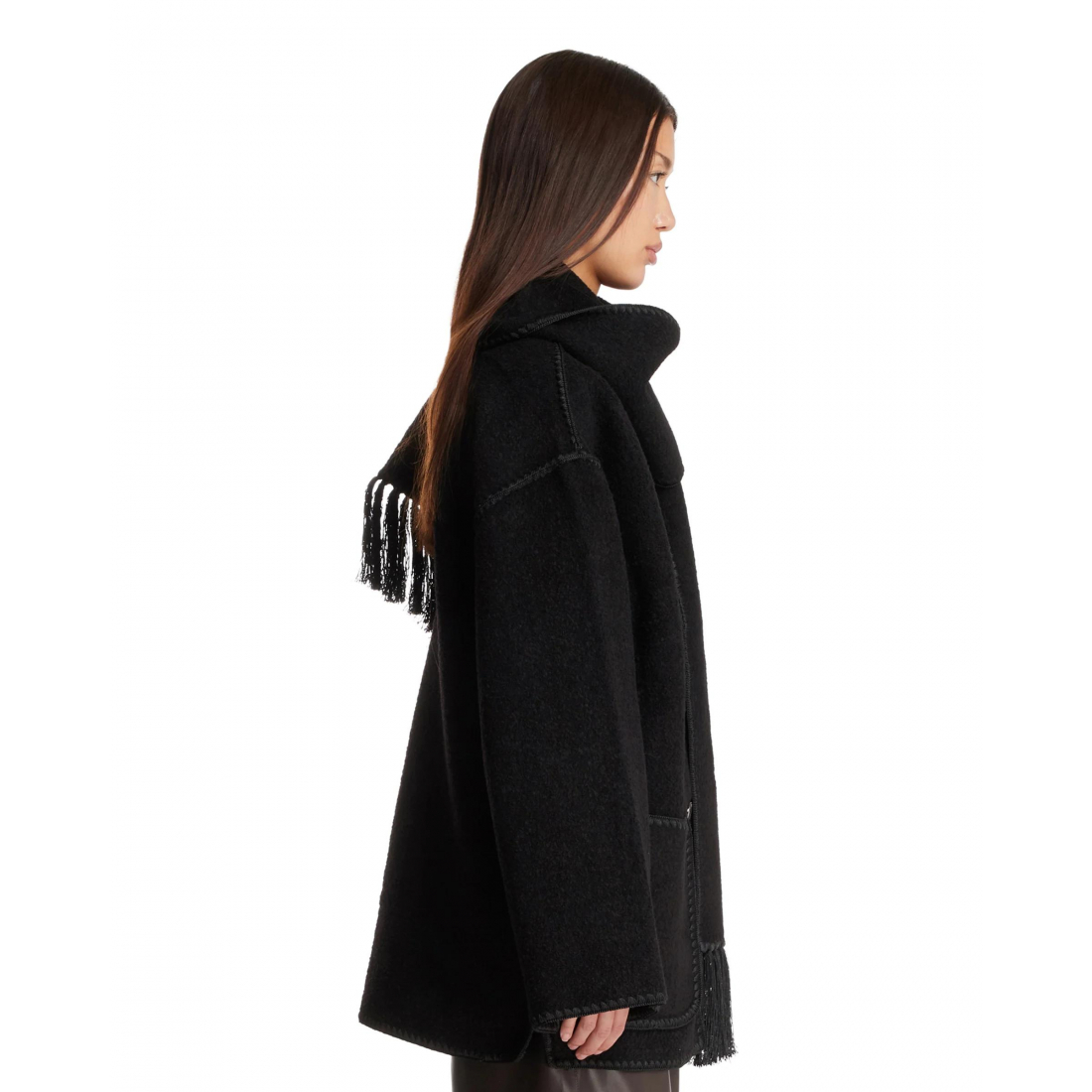 'Dropped-Shoulder Fringed-Edge Scarf' Jacke für Damen