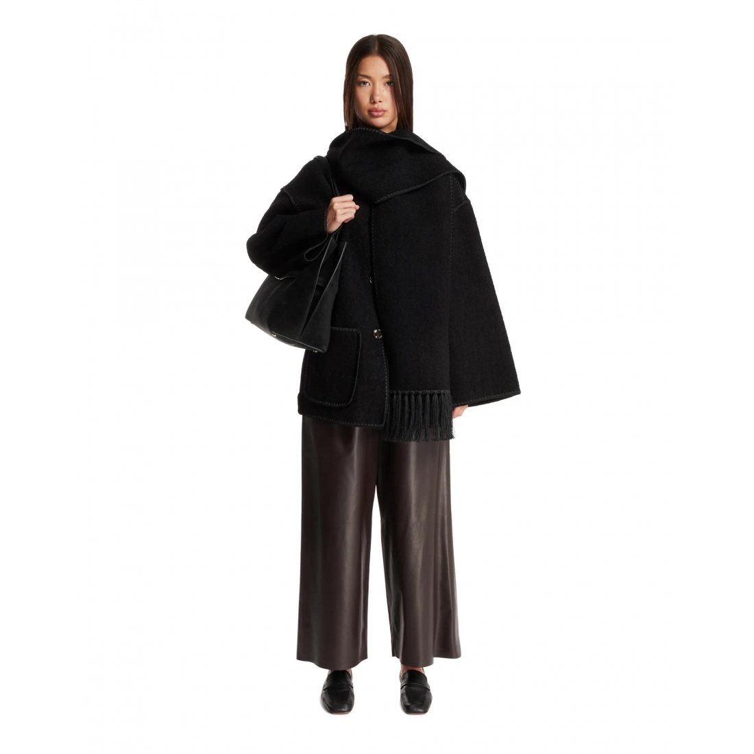'Dropped-Shoulder Fringed-Edge Scarf' Jacke für Damen