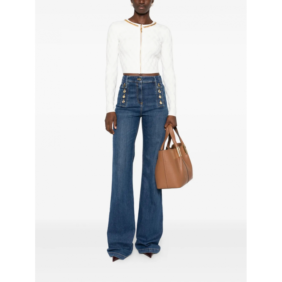 Women's 'Chain-Trim Diamond-Pattern' Cardigan