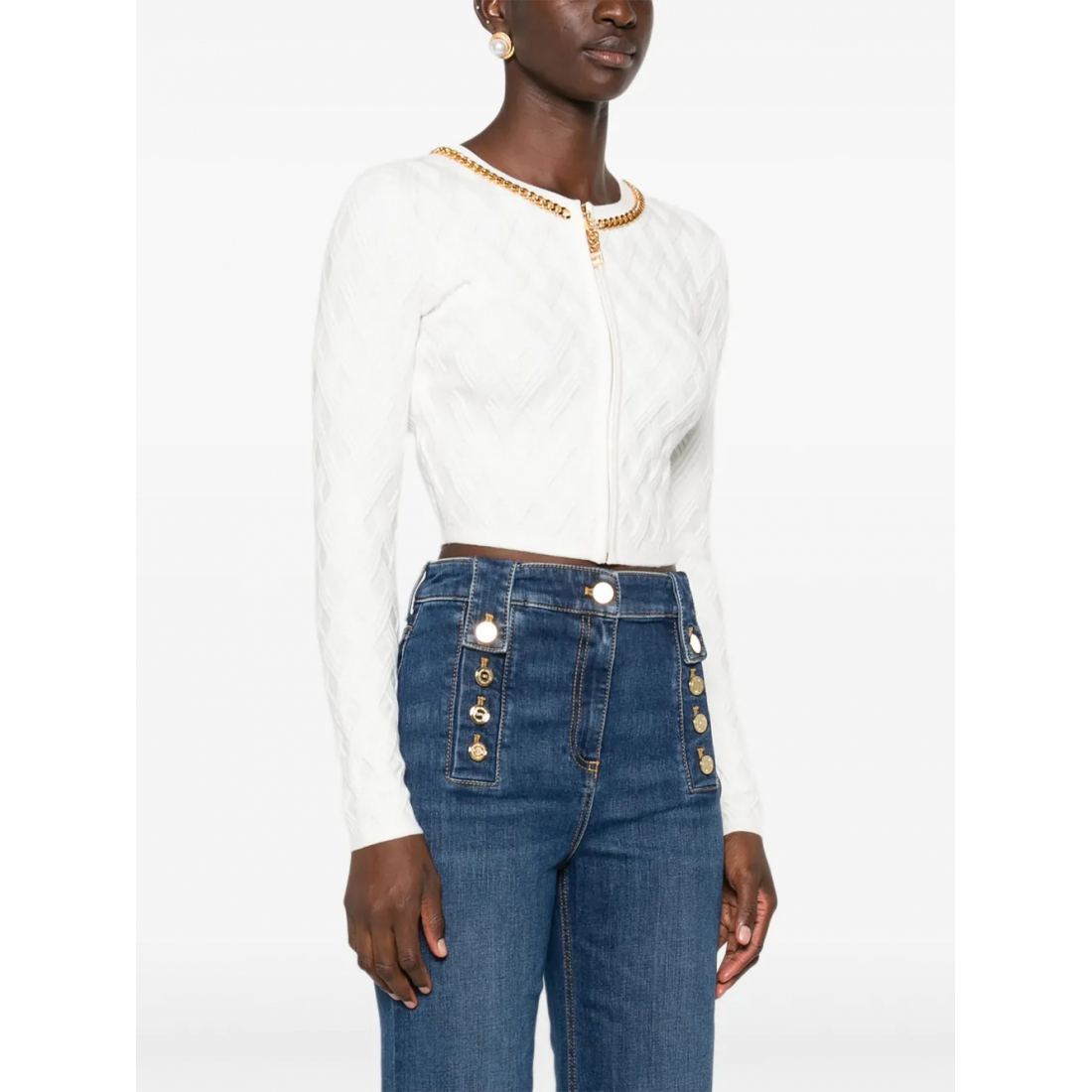 Women's 'Chain-Trim Diamond-Pattern' Cardigan