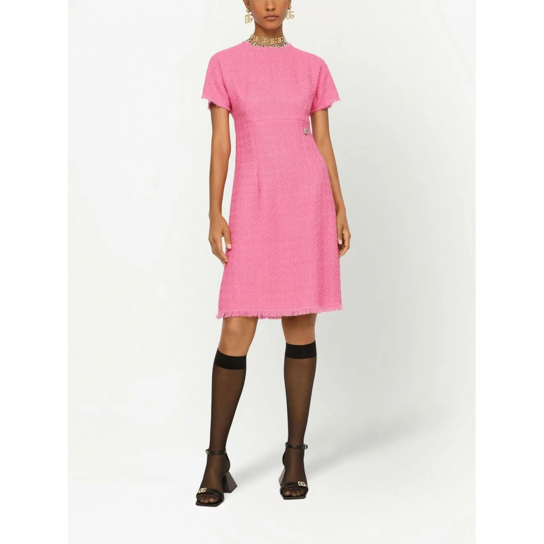 'Short-Sleeve Tweed' Mini Kleid für Damen