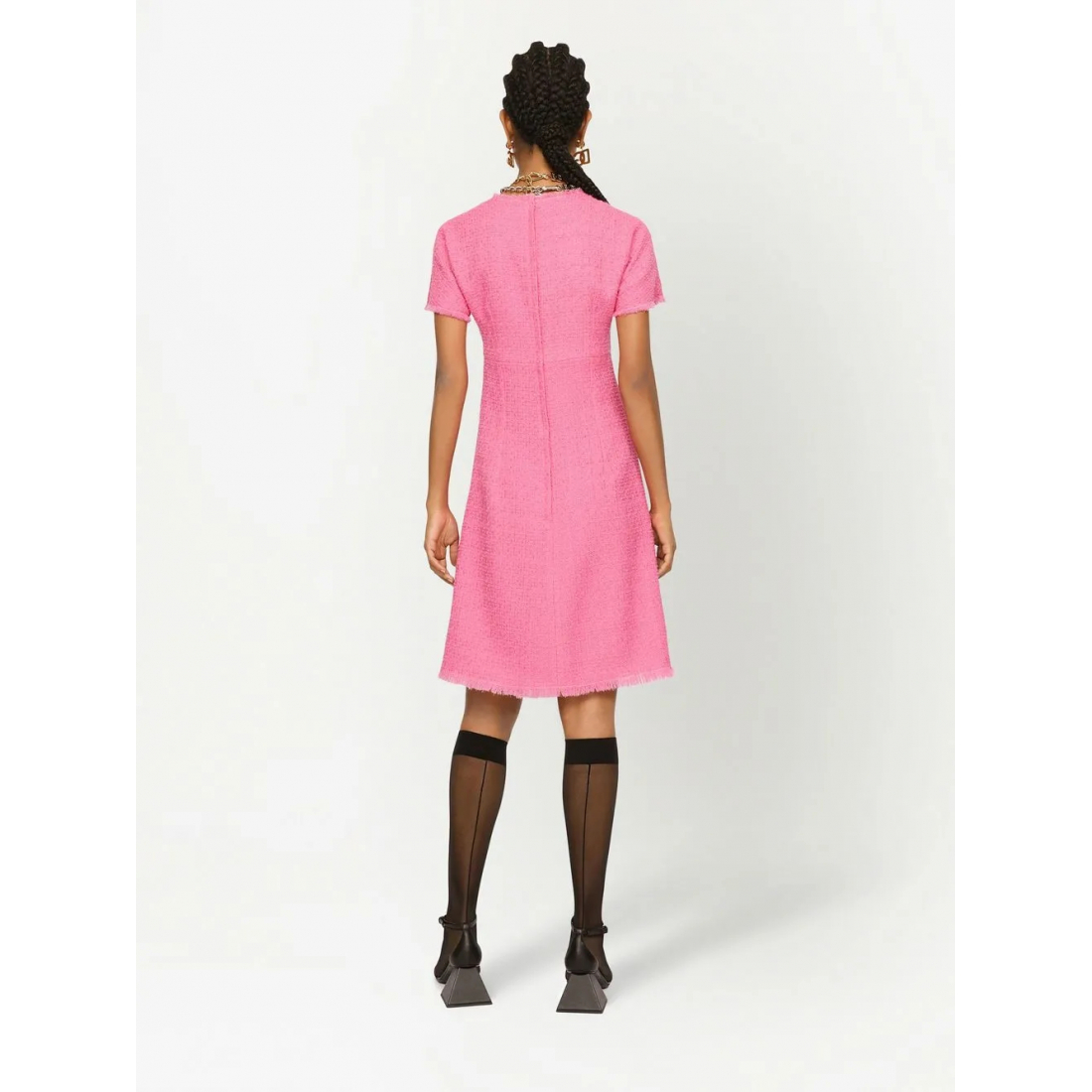 'Short-Sleeve Tweed' Mini Kleid für Damen